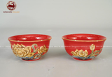 Bộ Đồ Thờ Bát Tràng họa tiết đắp nổi men đỏ vẽ vàng 24k 20 vật phẩm | Bộ Thờ Cúng Gia Tiên Bát Tràng