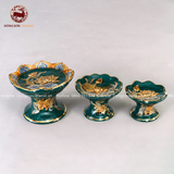 Bộ Đồ Thờ Bát Tràng đầy đủ dâng ban gia tiên men sứ xanh lục bảo đắp nổi vẽ vàng 35 vật phẩm | Bộ Thờ Cúng Gia Tiên Bát Tràng