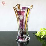 Binh hoa pha lê tím vẽ hoa kích thước cao 36cm