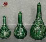 Bộ Đồ Thờ Bát Tràng đầy đủ dâng ban gia tiên men xanh hoàng thổ đắp nổi 20 vật phẩm | Bộ Thờ Cúng Gia Tiên Bát Tràng