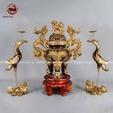 Bộ Đồ Thờ Bát Tràng đầy đủ dâng ban gia tiên men nâu đắp nổi vẽ vàng 29 vật phẩm | Bộ Thờ Cúng Gia Tiên Bát Tràng
