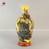 Bảo bình phú quý trường xuân men sứ vàng kích thước cao 65cm đắp nổi kênh bong