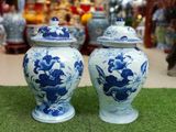 Chóe Bát Tràng Hoa Sen men lam cao 45cm