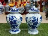Chóe Bát Tràng Hoa Sen men lam cao 45cm