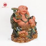 Tượng Di Lặc Trường Thọ men hổ phách cao 66cm