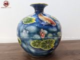 Bình Hút Tài Lộc vẽ vàng cá chép hoa sen kích thước 30cm | Quà Tặng Cao Cấp bình hút tài lộc Bát Tràng