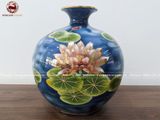 Bình Hút Tài Lộc vẽ vàng cá chép hoa sen kích thước 30cm | Quà Tặng Cao Cấp bình hút tài lộc Bát Tràng