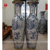 Lục Bình Bát Tràng kích thước 1m6 men rạn phúc đức vẽ kỹ bọc đồng | Quà Tặng Cao Cấp
