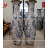 Lục Bình Bát Tràng kích thước 1m6 men rạn phúc đức vẽ kỹ bọc đồng | Quà Tặng Cao Cấp