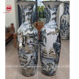 Lục Bình Bát Tràng kích thước 1m4 men chàm bách nhi đồ vẽ vàng nano | Quà Tặng Cao Cấp lục bình gốm
