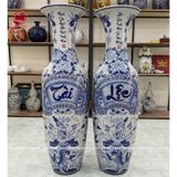 Lục bình Bát Tràng kích thước 1m4 men lam tài lộc | Quà Tặng Cao Cấp lục bình gốm