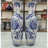 Lục bình Bát Tràng kích thước 1m4 men lam tài lộc | Quà Tặng Cao Cấp lục bình gốm