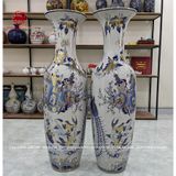 Lục Bình Bát Tràng kích thước 1m4 men lam tài lộc vẽ vàng công nghệ nano | Quà Tặng Cao Cấp lục bình gốm