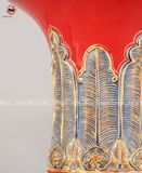 Bình củ tỏi tứ quý men đỏ kích thước cao 60cm đắp nổi vẽ vàng nhiều chi tiết