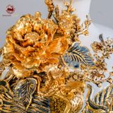 Mai bình công danh phú quý men sứ trắng kích thước cao 45cm đắp nổi kênh bong vẽ vàng