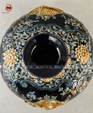 Bình Hút Tài Lộc quốc tử giám men sứ đen kích thước cao 40cm đắp nổi | quà tặng cao cấp bình hút tài lộc Bát Tràng