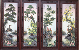 Tranh sứ Bát Tràng tứ quý 4 mùa men màu kích thước 138cm x 48cm đắp nổi