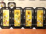 Tranh Tứ Quý hoa sen men sứ vàng kích thước 100x50cm đắp nổi khung gỗ thông | Quà Tặng Bố tranh gốm tứ quý