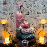 Tượng Quan Âm bằng sứ mờ cao cấp ngồi đài sen kích thước 40cm | Quà Tặng Phong Thủy Tượng Quan Âm