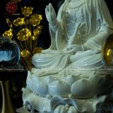 Tượng Quan Âm tự tại ngồi sóng bằng sứ trắng kích thước 50cm | Quà Tặng Phong Thủy Tượng Quan Âm