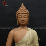 Tượng Thích Ca Mâu Ni ngồi đài sen bằng sứ nâu cao 36cm