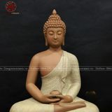 Tượng Thích Ca Mâu Ni ngồi đài sen bằng sứ nâu cao 36cm