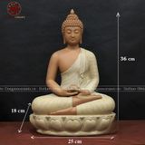 Tượng Thích Ca Mâu Ni ngồi đài sen bằng sứ nâu cao 36cm