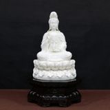 Tượng Quan Âm ngồi đài sen bằng sứ trắng cao 40cm | Quà Tặng Phong Thủy Tượng Quan Âm