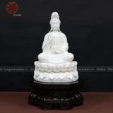 Tượng Quan Âm ngồi đài sen bằng sứ trắng cao 40cm | Quà Tặng Phong Thủy Tượng Quan Âm