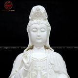 Tượng Quan Âm ngồi đài sen bằng sứ trắng cao 40cm | Quà Tặng Phong Thủy Tượng Quan Âm