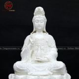 Tượng Quan Âm ngồi đài sen bằng sứ trắng cao 40cm | Quà Tặng Phong Thủy Tượng Quan Âm
