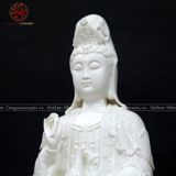 Tượng Quan Âm ngồi đài sen bằng sứ trắng cao 40cm | Quà Tặng Phong Thủy Tượng Quan Âm