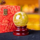 Quà Tặng Sếp Quả Cầu Phong Thủy đá thạch anh vàng đường kính 8,7cm