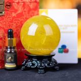 Quà Tặng Sếp Quả Cầu Phong Thủy Đá Thạch Anh vàng đường kính 7,6cm