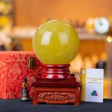 Quà Tặng Sếp Quả Cầu Phong Thủy đá thạch anh vàng đường kính 15cm