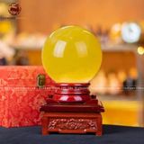 Quà Tặng Sếp Quả Cầu Phong Thủy đá thạch anh vàng đường kính 15cm