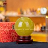 Quà Tặng Sếp Quả Cầu Phong Thủy đá thạch anh vàng đường kính 15cm