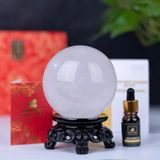 Quà Tặng Sếp Quả Cầu Phong Thủy đá thạch anh trắng đường kính 9,2cm