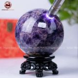 Quà Tặng Sếp Quả Cầu Phong Thủy đá thạch anh tím hoa chanh đường kính 13,5cm