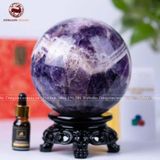 Quà Tặng Sếp Quả Cầu Phong Thủy đá thạch anh tím hoa chanh đường kính 13,5cm