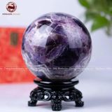 Quà Tặng Sếp Quả Cầu Phong Thủy đá thạch anh tím hoa chanh đường kính 13,5cm