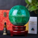 Quà Tặng Sếp Quả Cầu Phong Thủy đá thạch anh xanh đường kính 13,5cm
