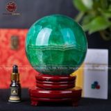 Quà Tặng Sếp Quả Cầu Phong Thủy đá thạch anh xanh đường kính 13,5cm