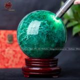 Quà Tặng Sếp Quả Cầu Phong Thủy đá thạch anh xanh đường kính 12,8cm