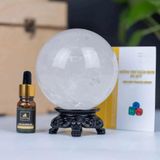 Quà Tặng Sếp Quả Cầu Phong Thủy đá thạch anh trắng đường kính 11cm