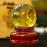 Quà Tặng Sếp Quả Cầu Phong Thủy đá thạch anh vàng đường kính 8cm