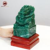 Quà Tặng Cao Cấp Ấn Rồng Thạch Anh Xanh kích thước 7,5x7,5x13,5cm
