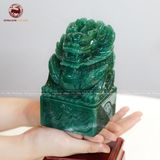 Quà Tặng Cao Cấp Ấn Rồng Thạch Anh Xanh kích thước 7,5x7,5x13,5cm