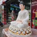 Tượng Phật Thích Ca màu trắng sứ đức hóa cao cấp kích thước 48cm