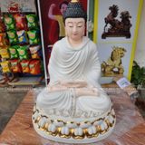 Tượng Phật Thích Ca màu trắng sứ đức hóa cao cấp kích thước 48cm